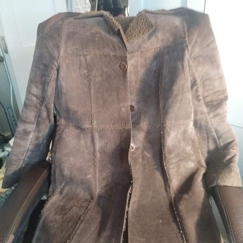 COPY - Genuine suede Anonymous John Carlisle M patchwork warm brown knee length…